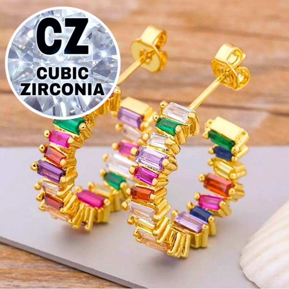 ⚜️[𝟯𝟬%𝗢𝗙𝗙|𝗯𝘂𝗻𝗱𝗹𝗲𝘀 𝟯+]⚜️18K CZ Stack Pave Hoop Earrings NEW